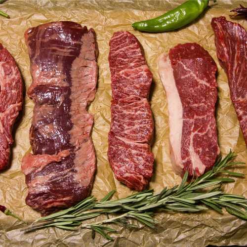 Verschiedene Sorten rotes Fleisch