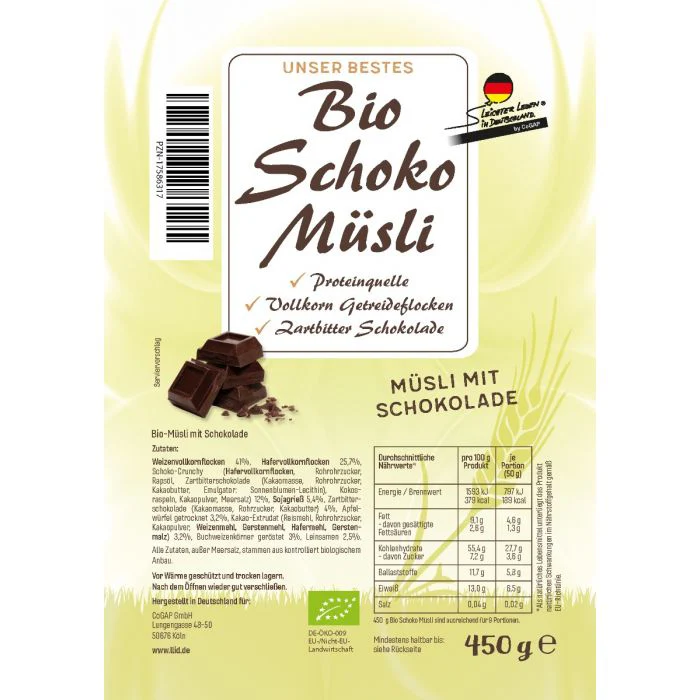 Inhaltsstoffe Bio Schoko Müsli